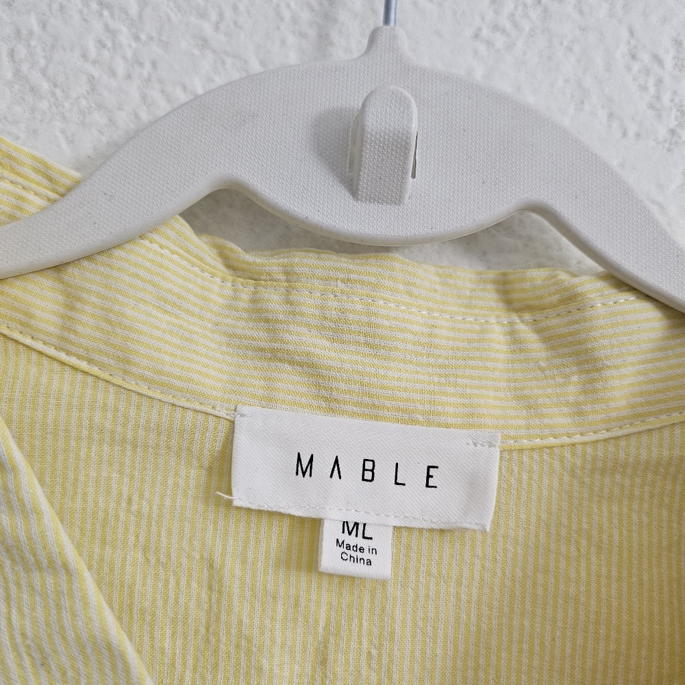 Mable Top Womens‎ Medium Large M/L Pastel Striped Button-Up Relaxed Fit Shirt - Picture 4 of 10